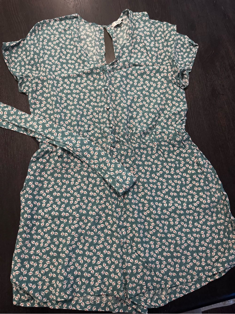 Rails Teal Floral Short-Sleeve Romper
